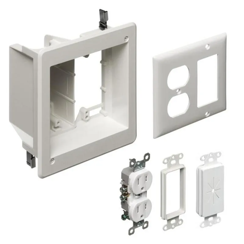Recessed Electrical Box Kit 2-Gang White