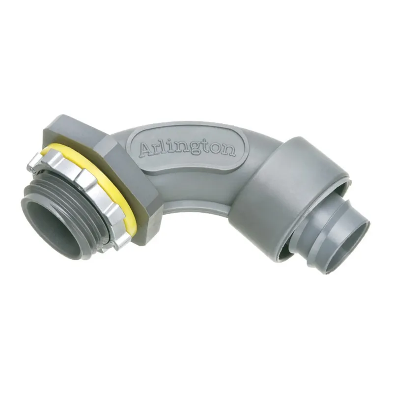 Liquid-Tight Connector,1/2", Screw-On, 90°, Non-Metallic