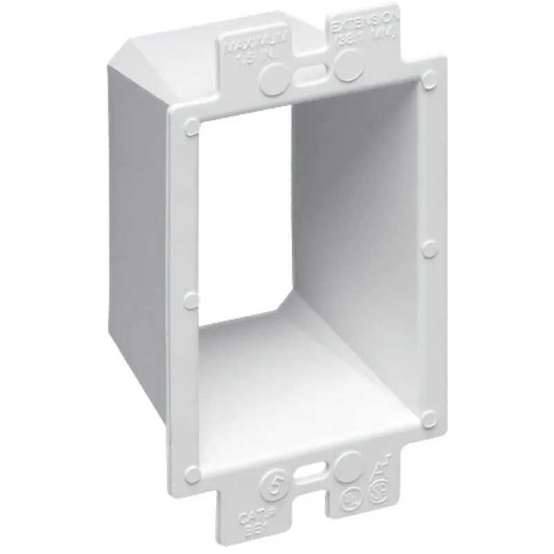 Box Extender, 1-Gang, Depth 1-1/2", White, Non-Metallic