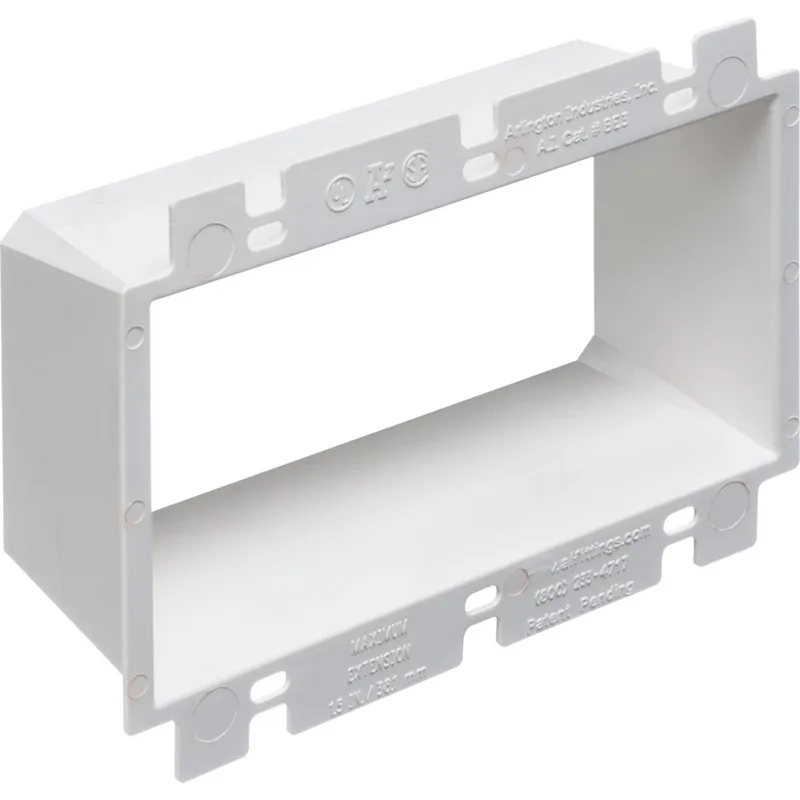 Box Extender, 3-Gang, 1-1/2" Deep, White, Non-Metallic