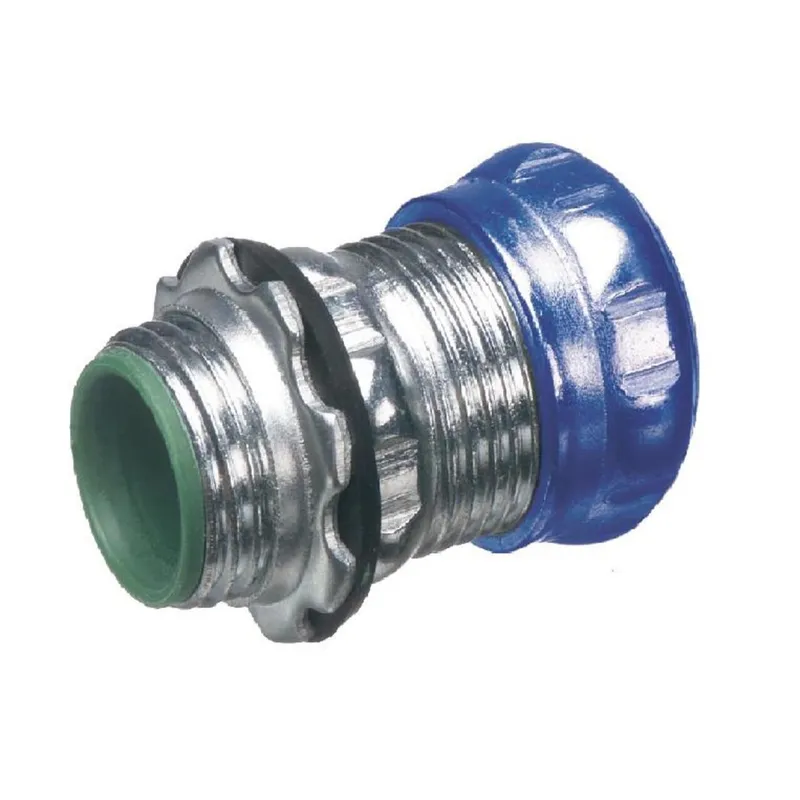 EMT Compression Connector, 1/2", Insulated, Raintight/Concrete Tight, Steel
