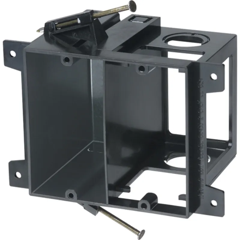 Switch/Outlet Box, 2-Gang, Depth: 3", Dual Voltage, Non-Metallic
