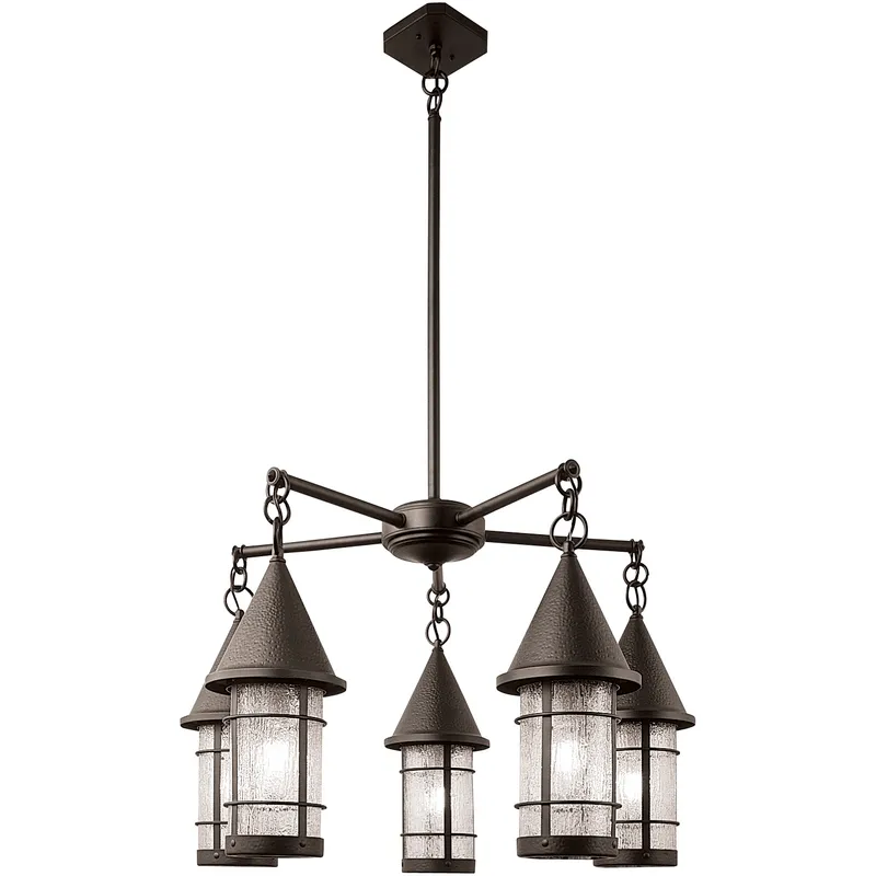 Valencia 5 Light 32 inch Satin Black Dining Chandelier Ceiling Light in Almond Mica