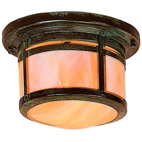 Berkeley 1 Light 9.88 inch Antique Brass Flush Mount Ceiling Light in Frosted