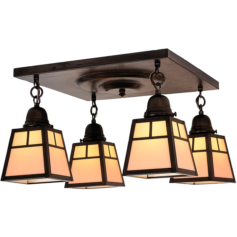 A-line 4 Light 16.75 inch Verdigris Patina Flush Mount Ceiling Light in Almond Mica, Empty