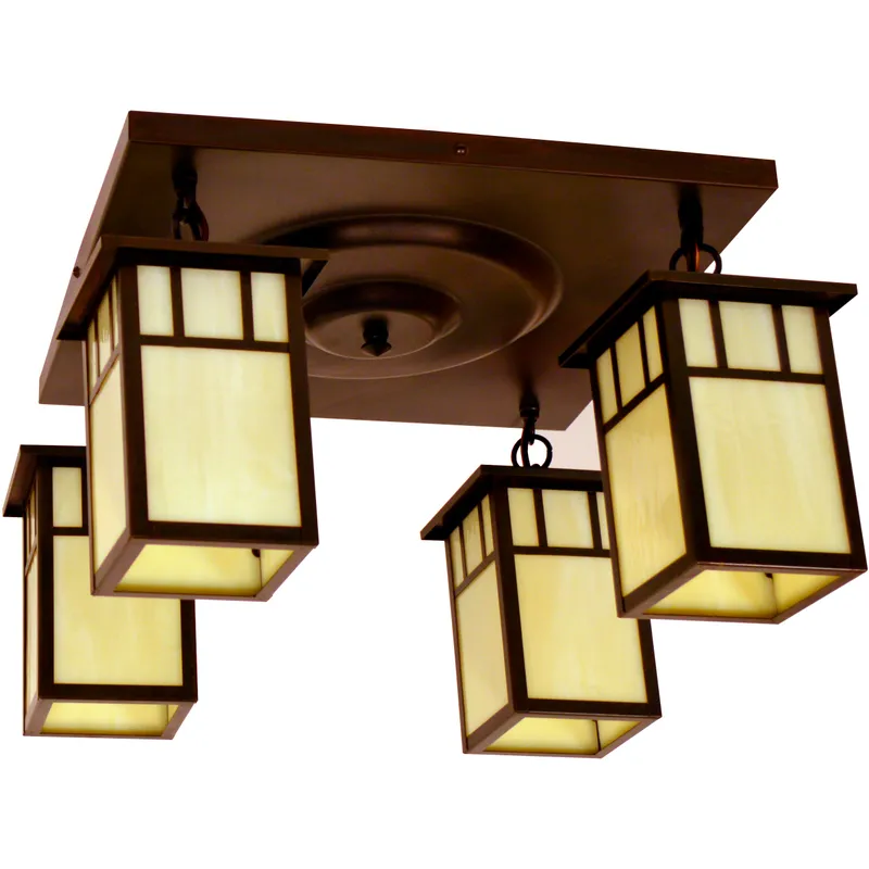 Huntington 4 Light 17 inch Pewter Flush Mount Ceiling Light in White Opalescent, Double T-Bar Overlay