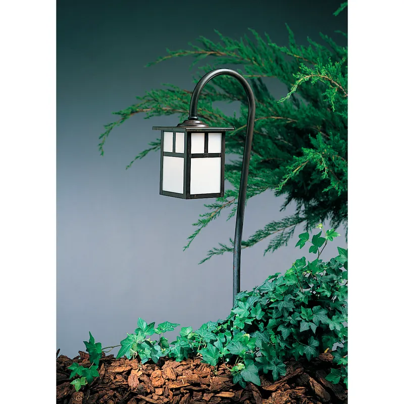 Mission 12V 18 watt Antique Brass Landscape Light in White Opalescent, T-Bar Overlay