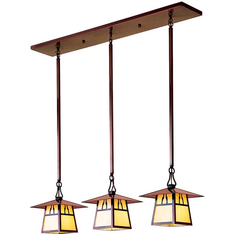 Carmel 3 Light 36 inch Bronze Pendant Ceiling Light in Tan, Bungalow Overlay