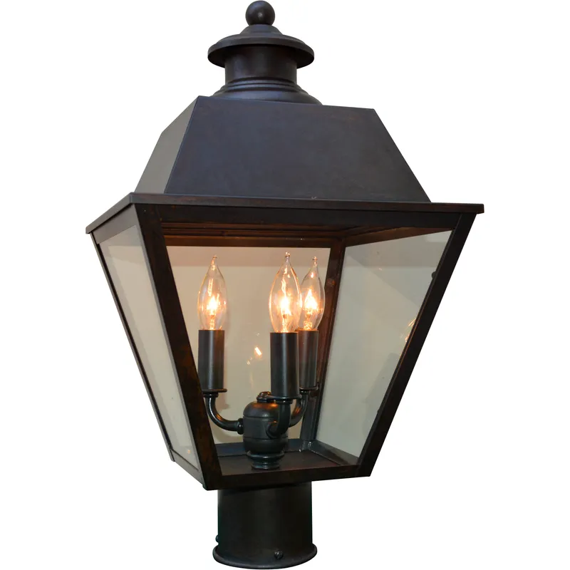 Inverness 3 Light 16 inch Bronze Post Mount in Clear