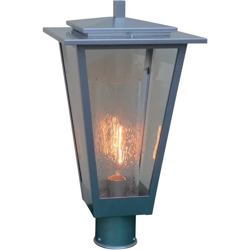 Brighton 1 Light 15.5 inch Antique Brass Post Mount in Clear with Clear Seedy Inner Cylinder