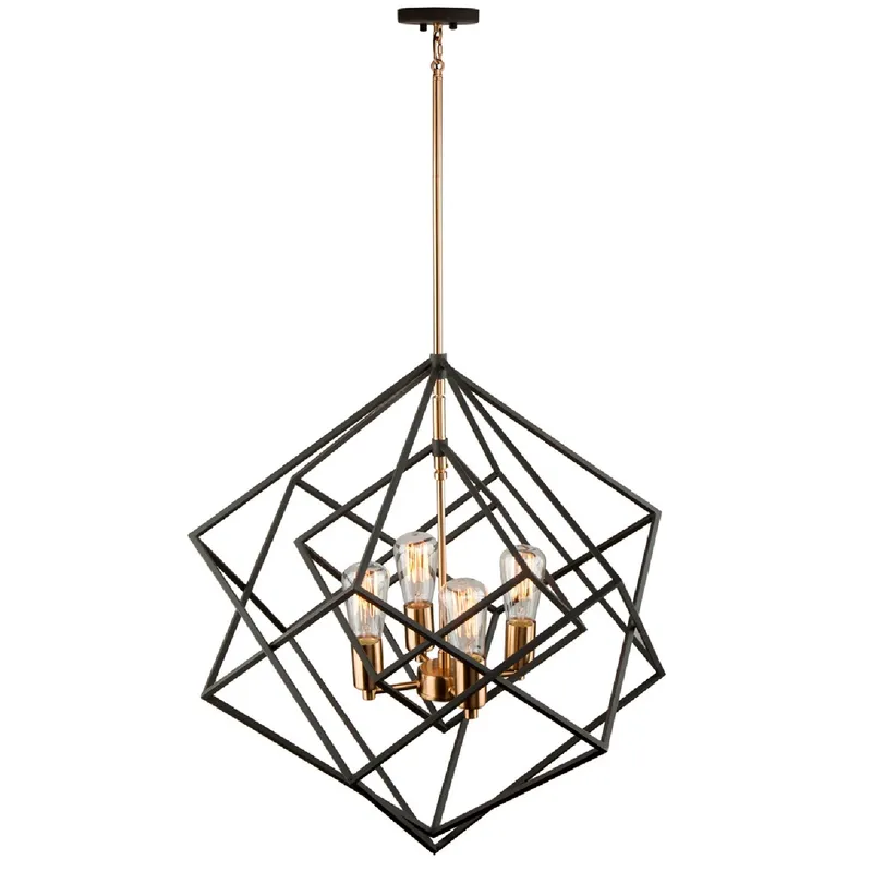 Artistry LED 24 inch Matte Black and Harvest Brass Chandelier Ceiling Light