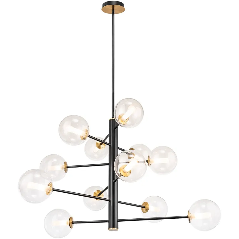 Aurelia LED 33.5 inch Black and Brushed Brass Chandelier Ceiling Light