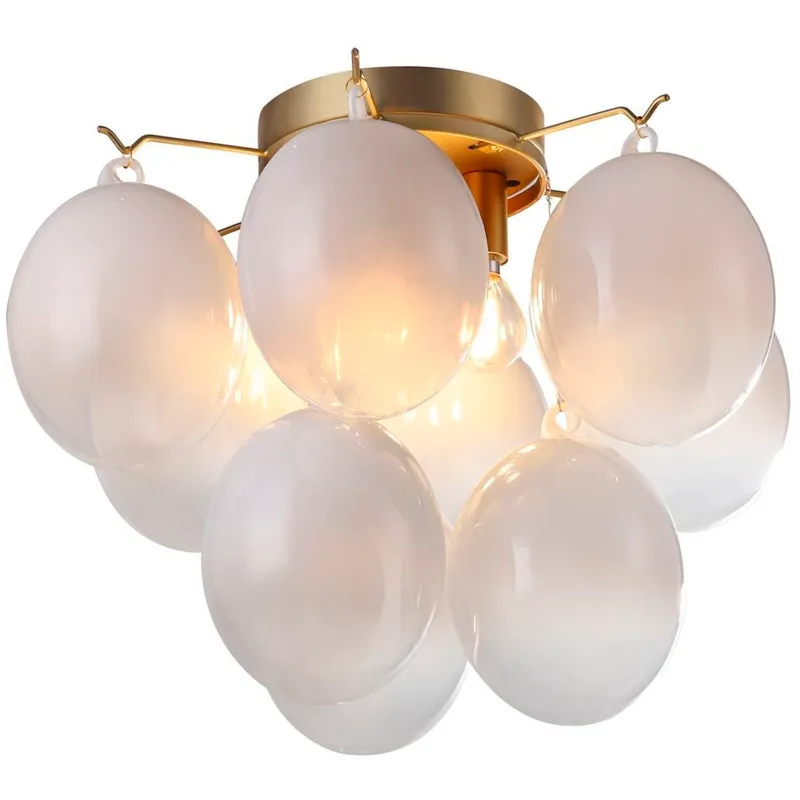 Globo LED 15.75 inch Brass Semi-Flush Mount Ceiling Light in Milky White