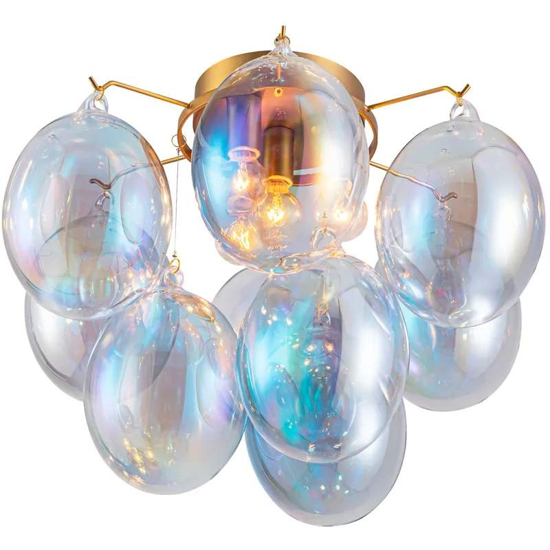 Globo LED 15.75 inch Brass Semi-Flush Mount Ceiling Light in Iridescent