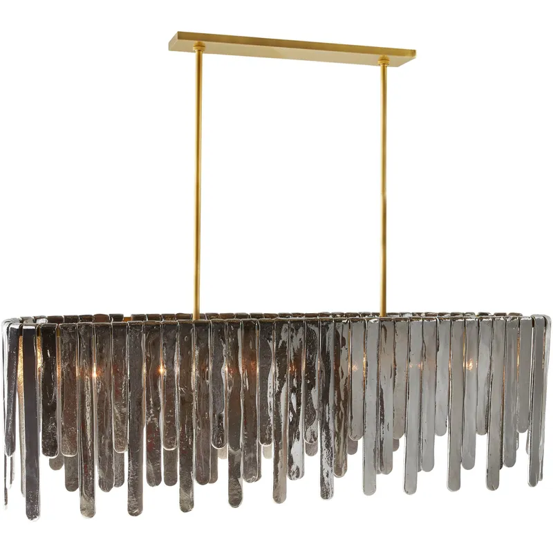 Leighton 7 Light 51.5 inch Smoke Luster Linear Chandelier Ceiling Light