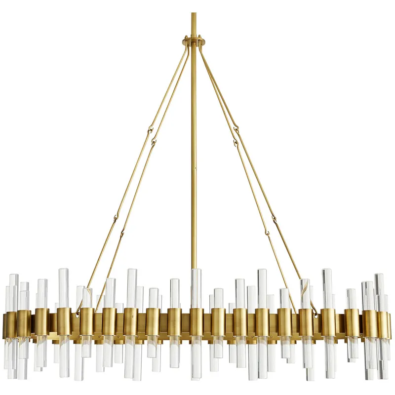Haskell 10 Light 43 inch Antique Brass Linear Chandelier Ceiling Light, Oval