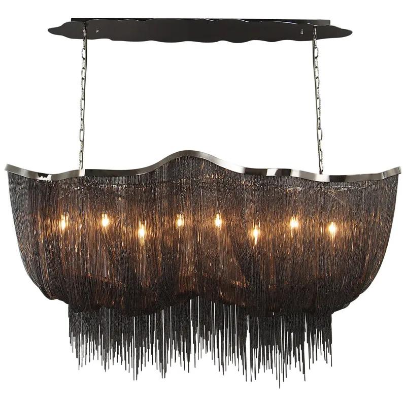 Mullholand Dr. 8 Light 59 inch Black Chrome Jewelry Chain Hanging Chandelier Ceiling Light