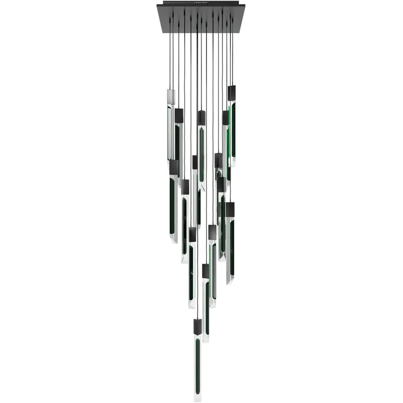Alpine LED 24 inch Black Jade Glass Multi Port Pendant Ceiling Light