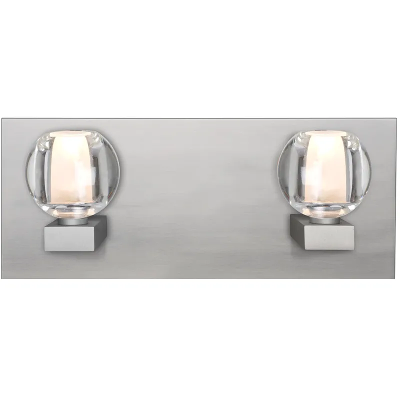 Boca 2 Light 14 inch Satin Nickel Vanity Light Wall Light in Halogen, Clear Glass