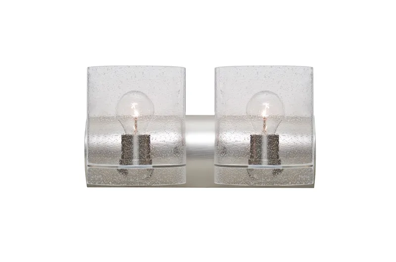Celtic 2 Light 15 inch Satin Nickel Vanity Lighting Wall Light in Incandescent, Bubble Glass