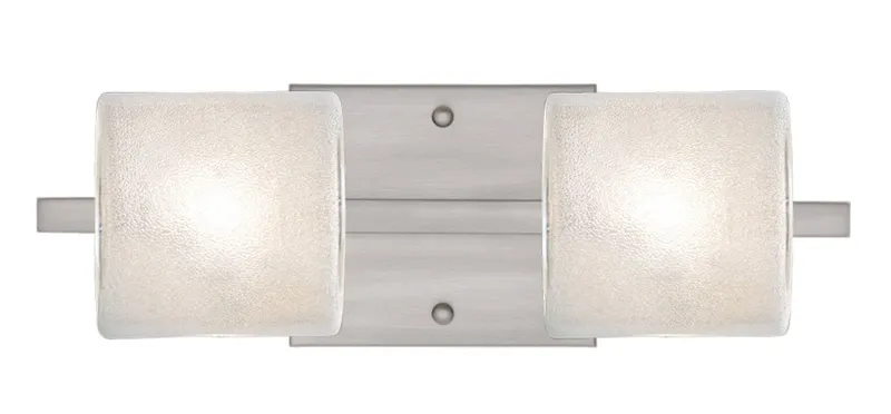 Paolo 2 Light 15 inch Satin Nickel Vanity Lighting Wall Light in Halogen, Glitter Glass