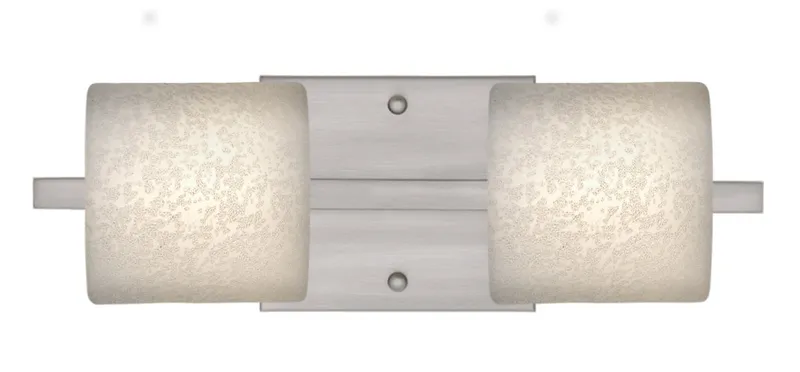 Paolo 2 Light 15 inch Satin Nickel Vanity Lighting Wall Light in Halogen, Stucco Glass
