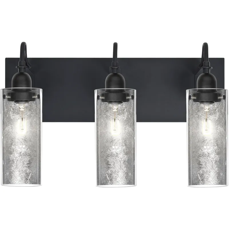 Duke 3 Light 20 inch Black Vanity Lighting Wall Light in Silver Foil Glass