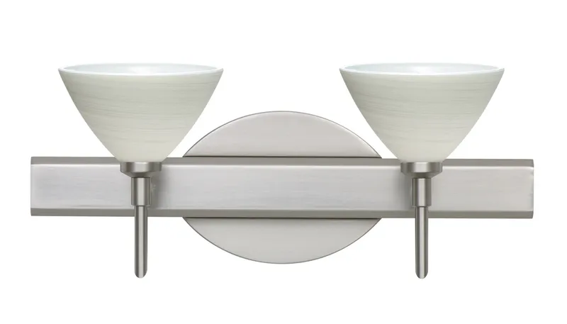 Domi LED 15 inch Satin Nickel Vanity Lighting Wall Light in Chalk Glass