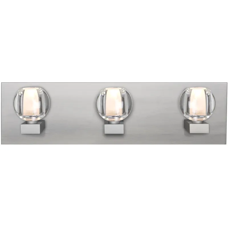 Boca 3 Light 22 inch Satin Nickel Vanity Light Wall Light in Halogen, Clear Glass