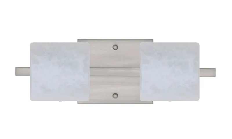 Paolo 2 Light 15 inch Satin Nickel Vanity Lighting Wall Light in Halogen, Carrera Glass