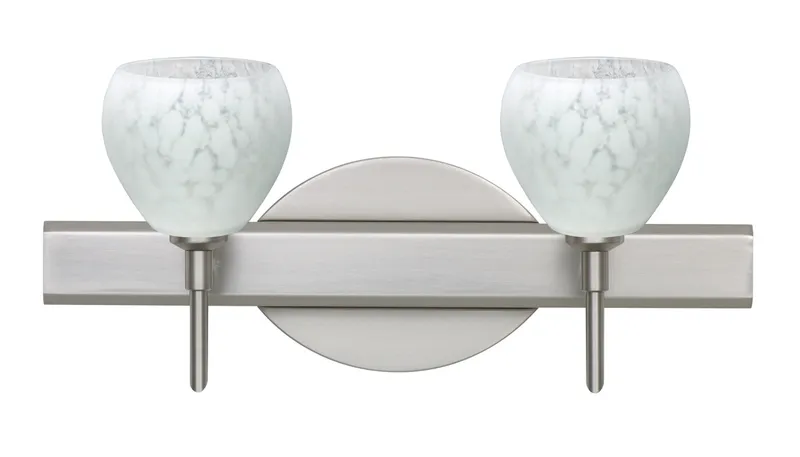 Tay Tay 2 Light 15 inch Satin Nickel Vanity Lighting Wall Light in Halogen, Carrera Glass