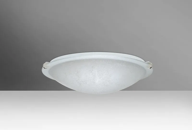 Trio 12 LED 12 inch Polished Nickel Flush Mount Ceiling Light in Stucco Glass