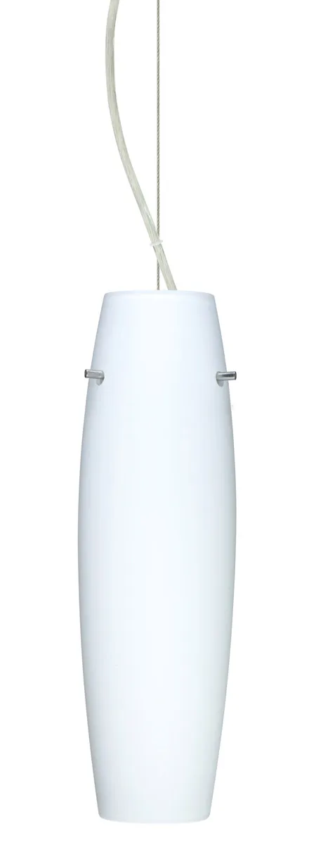 Suzi LED Satin Nickel Pendant Ceiling Light in Opal Matte Glass