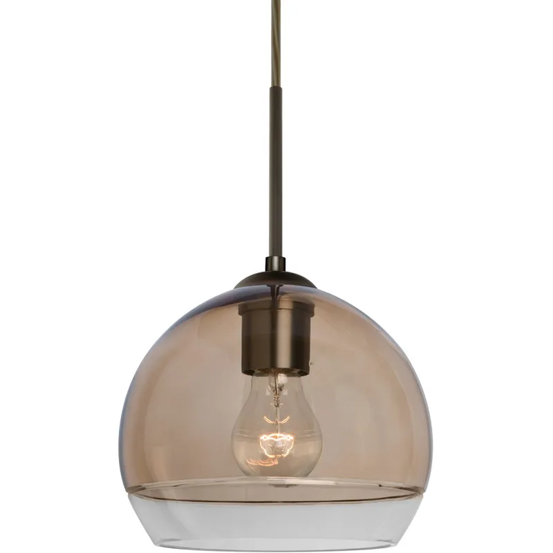 Ally 1 Light Bronze Pendant Ceiling Light in Smoke with Clear Glass