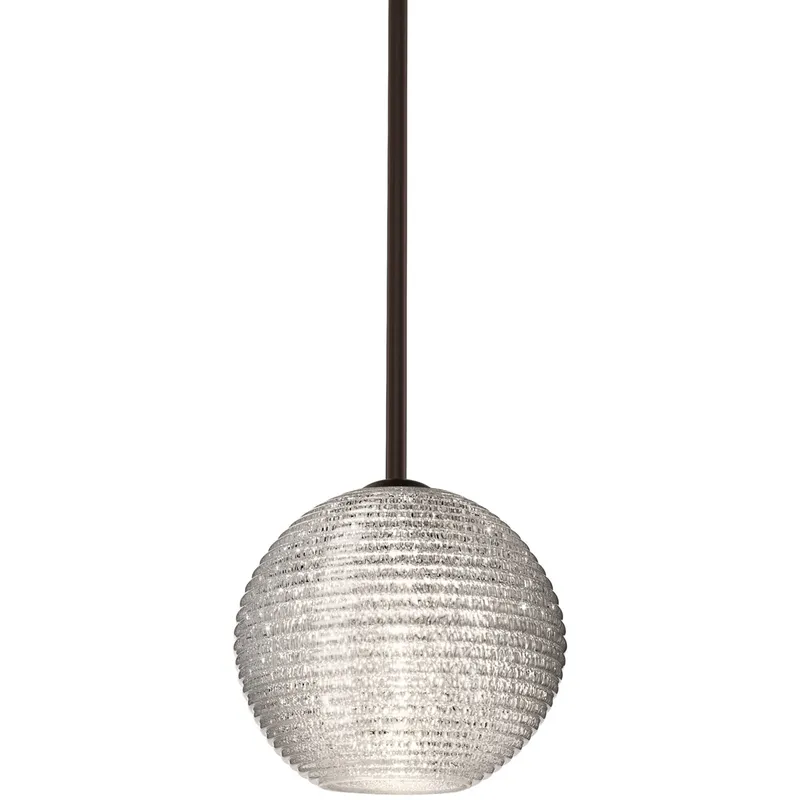 Kristall 8 1 Light Bronze Stem Pendant Ceiling Light in Incandescent, Glitter Glass
