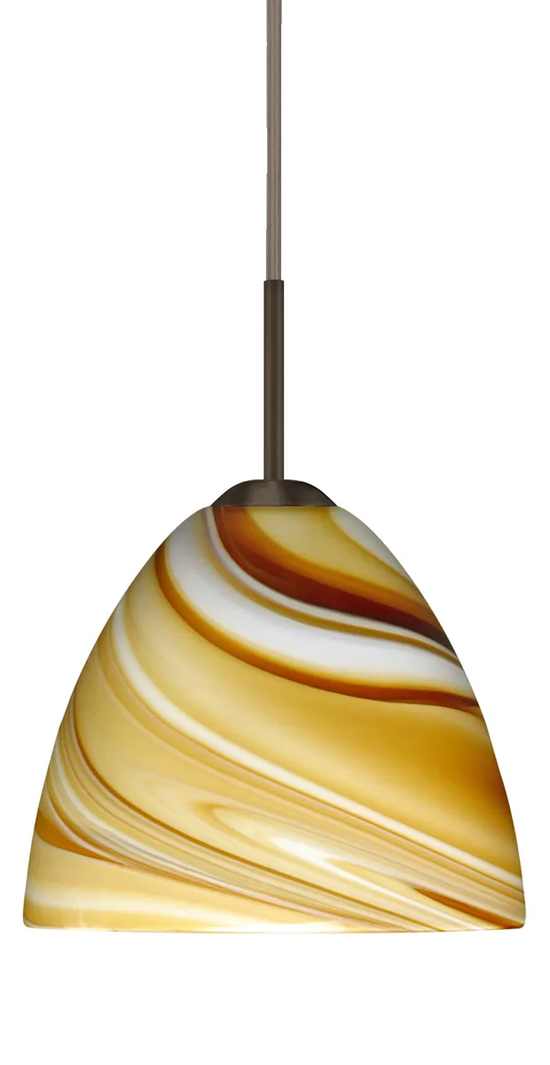 Sasha Ii LED Bronze Pendant Ceiling Light in Honey Glass