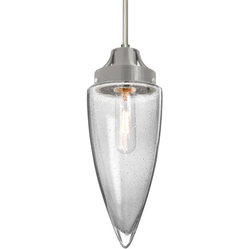Sulu 1 Light Satin Nickel Pendant Ceiling Light in Clear Bubble Glass