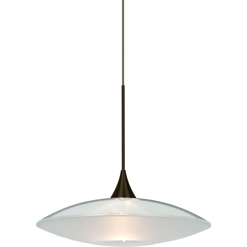 Spazio LED Bronze Cord Pendant Ceiling Light in Clear with Frost Glass