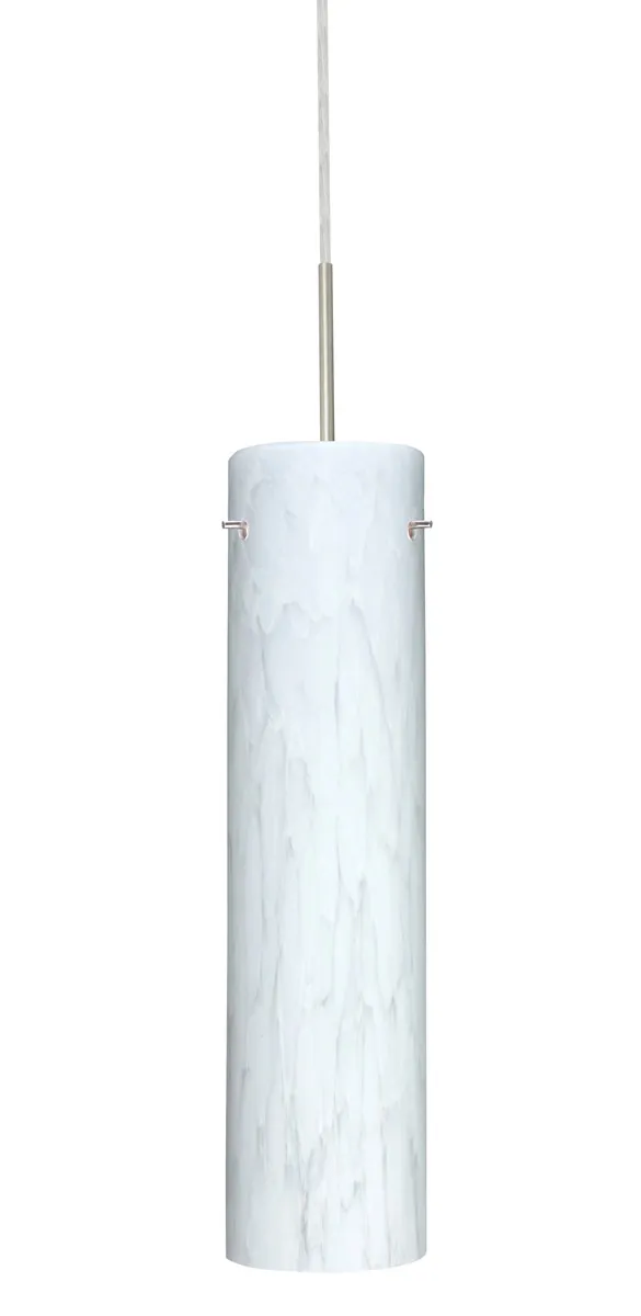 Stilo 16 LED 4 inch Satin Nickel Pendant Ceiling Light in Carrera Glass