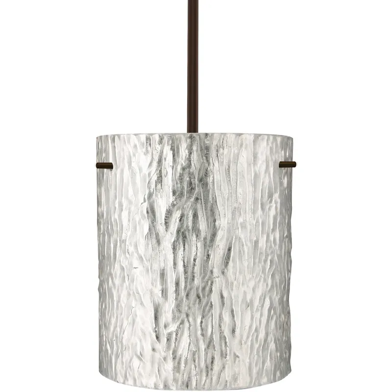 Tamburo 8 1 Light Bronze Stem Pendant Ceiling Light in Incandescent, Stone Silver Foil Glass