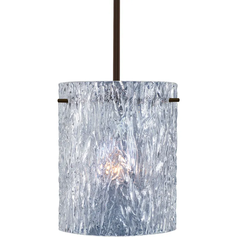 Tamburo 8 1 Light Bronze Stem Pendant Ceiling Light in Incandescent, Clear Stone Glass