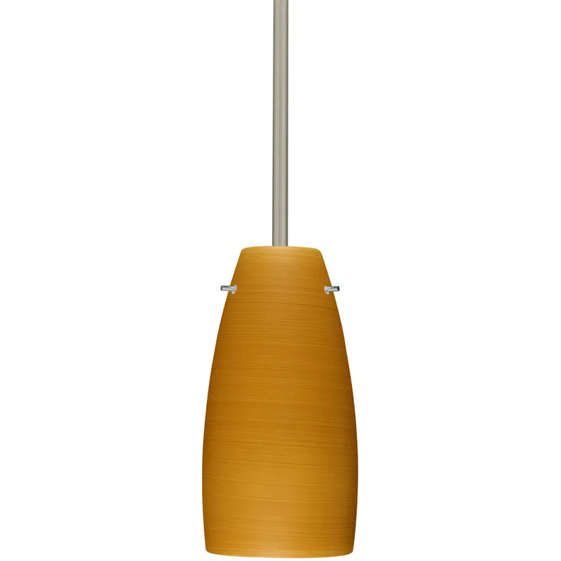 Tao 10 LED Satin Nickel Stem Pendant Ceiling Light in Oak Glass