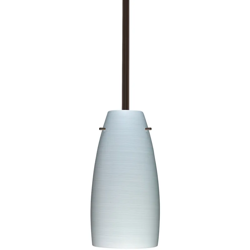 Tao 10 LED Bronze Stem Pendant Ceiling Light in Chalk Glass