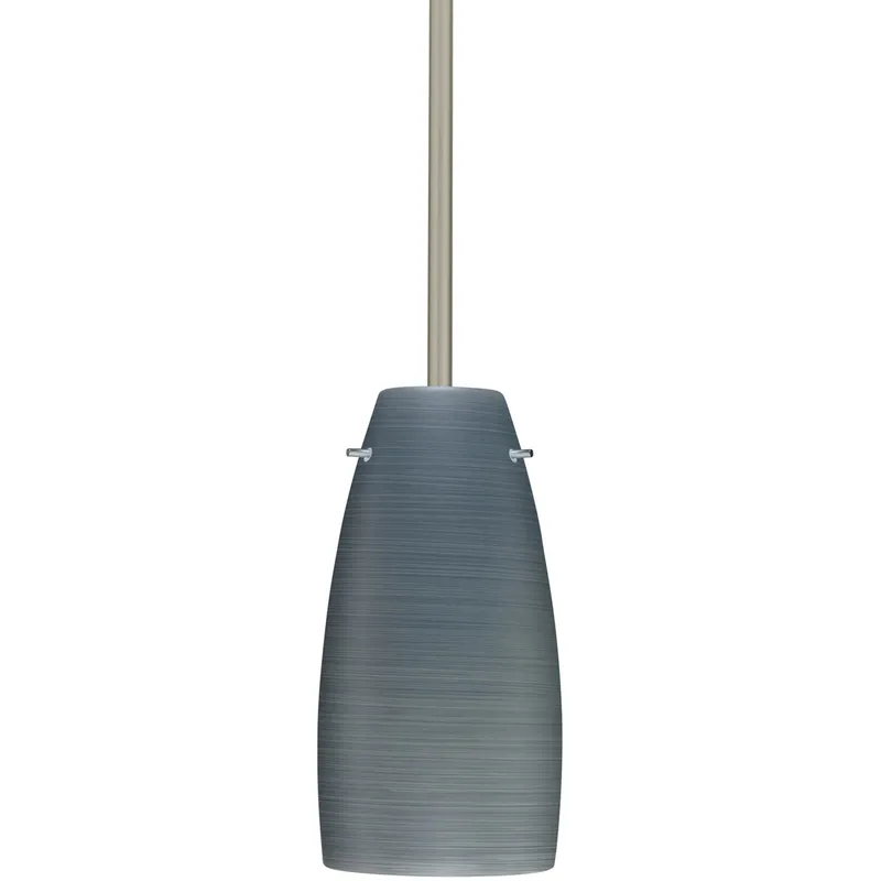 Tao 10 1 Light Satin Nickel Stem Pendant Ceiling Light in Incandescent, Titan Glass