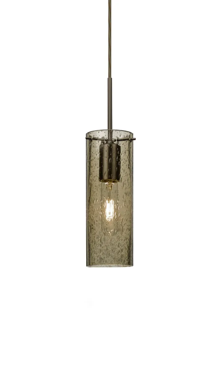 Juni 10 1 Light Bronze Pendant Ceiling Light in Latte Bubble Glass