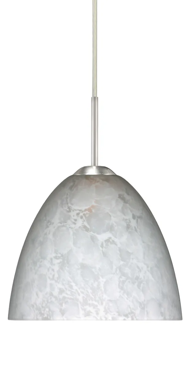 Sasha Ii 1 Light Satin Nickel Pendant Ceiling Light in Incandescent, Carrera Glass
