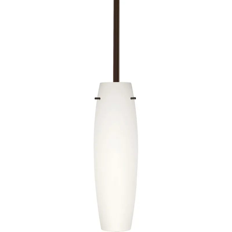Tu Tu 1 Light Bronze Stem Pendant Ceiling Light in Opal Matte Glass