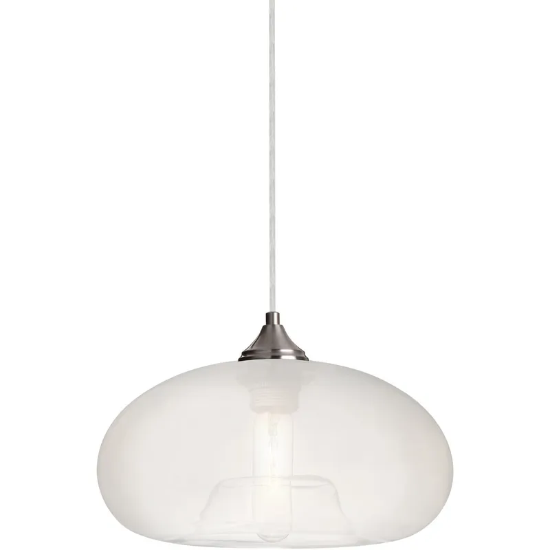 Bana 1 Light Satin Nickel Cord Pendant Ceiling Light in Frost Glass