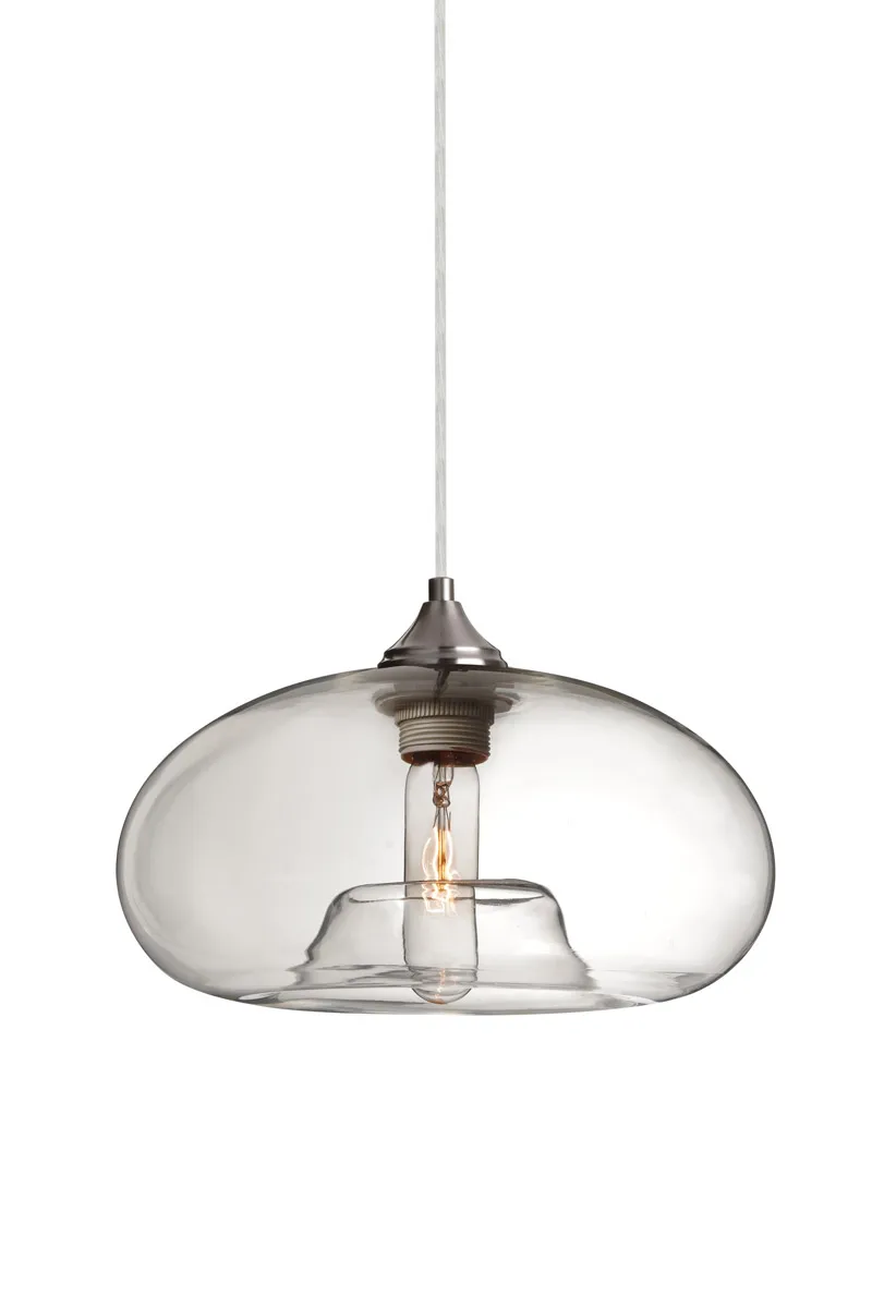 Bana 1 Light Satin Nickel Pendant Ceiling Light in Clear Glass