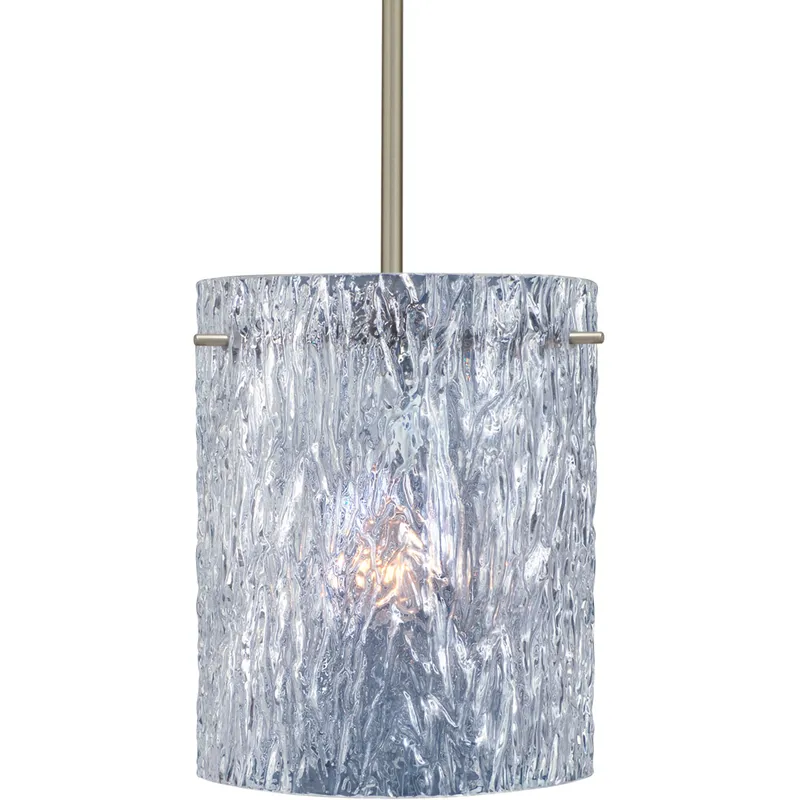 Tamburo 8 1 Light Satin Nickel Stem Pendant Ceiling Light in Incandescent, Clear Stone Glass